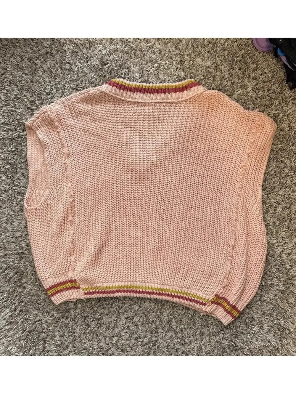 Free People Clyde Oversized Slouchy Sweater Vest Knit Coral Pink Women's Size XS - Picture 2 of 11